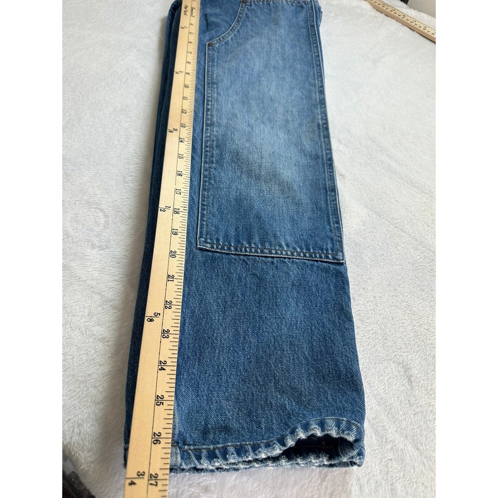 Denim Forum Carpenter Jeans Womens 25 Blue Lo-Rise Loose Double Knee Utility - Picture 3 of 8